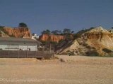 Mulitcoloured cliffs of the Algarve along Albufeira beach