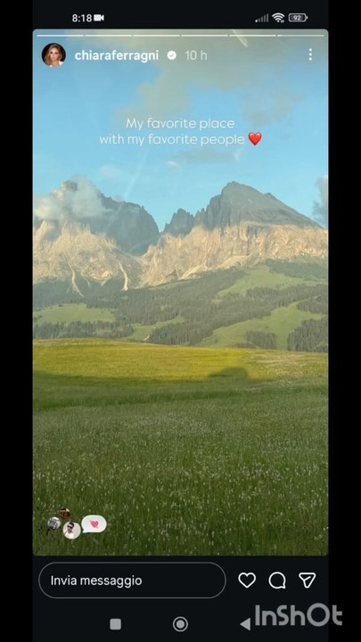 Chiara Ferragni story una giornata in montagna