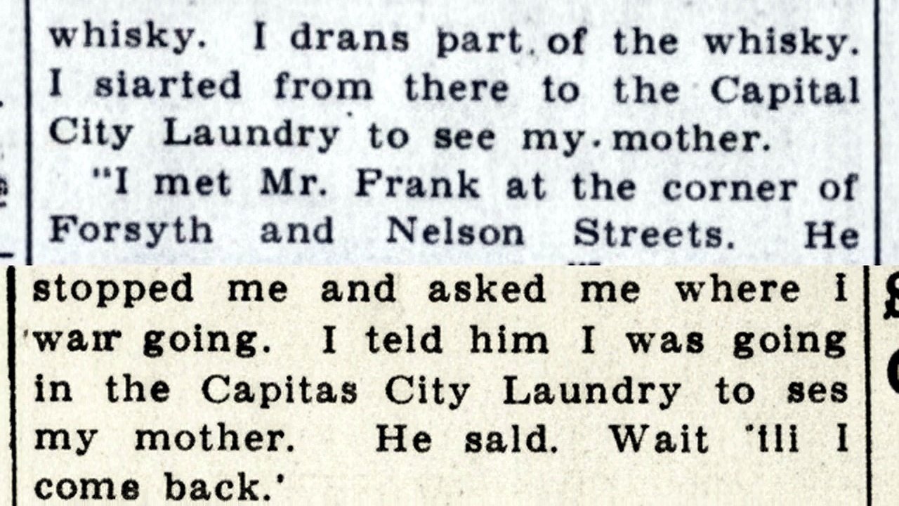 Wednesday, 28th May 1913 Conley Says Frank Took Him to Plant on Day of Slaying