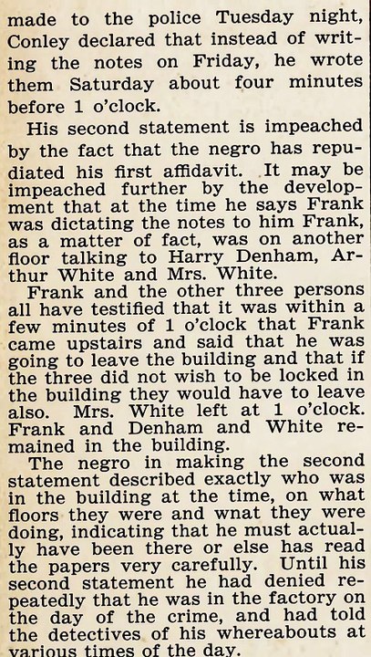 Wednesday, 28th May 1913 Conley Was in Factory on Day of Slaying