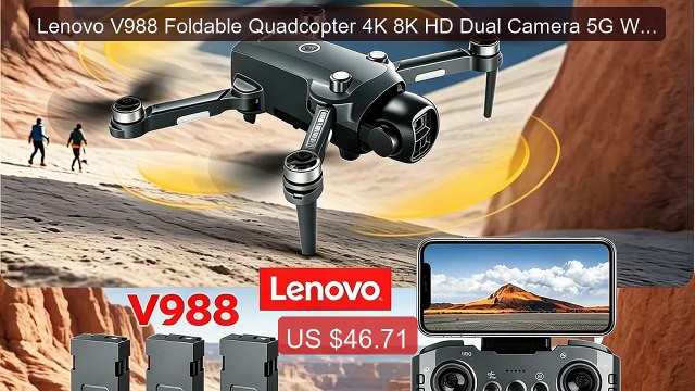 Lenovo V988 Foldable Quadcopter 4K 8K HD Dual Camera 5G WIFI ... Amazing Value 2026 | Must Have!
