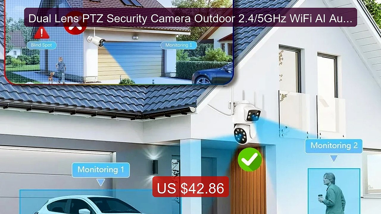 Dual Lens PTZ Security Camera Outdoor 2.4/5GHz WiFi AI Auto... -- Top Pick 2026 | Unbeatable Price!