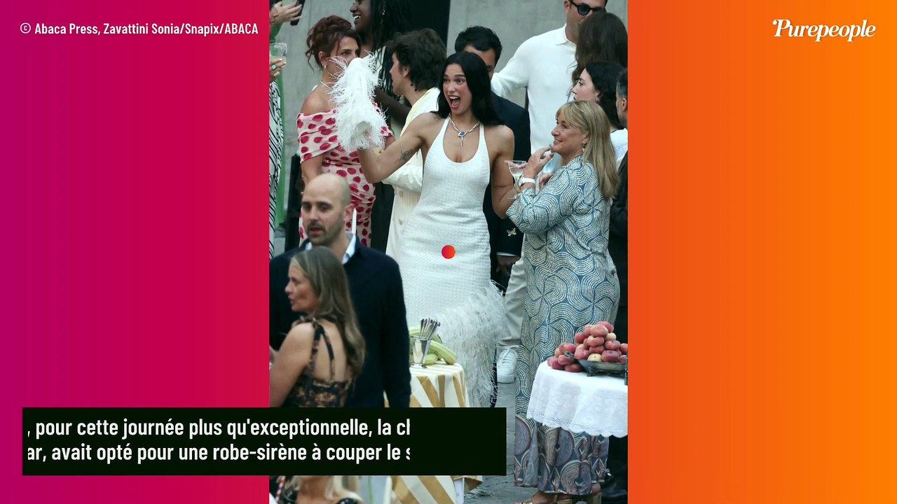Dua Lipa mariée : sa robe, ornée de 25 000 plumes, a nécessité plus de 3 000 heures de travail
