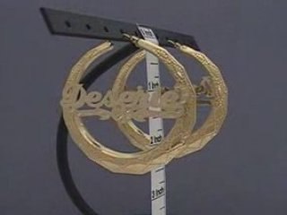 10K Gold Personalized Name Hoop Earrings 2 1/4  Inch Jewelry