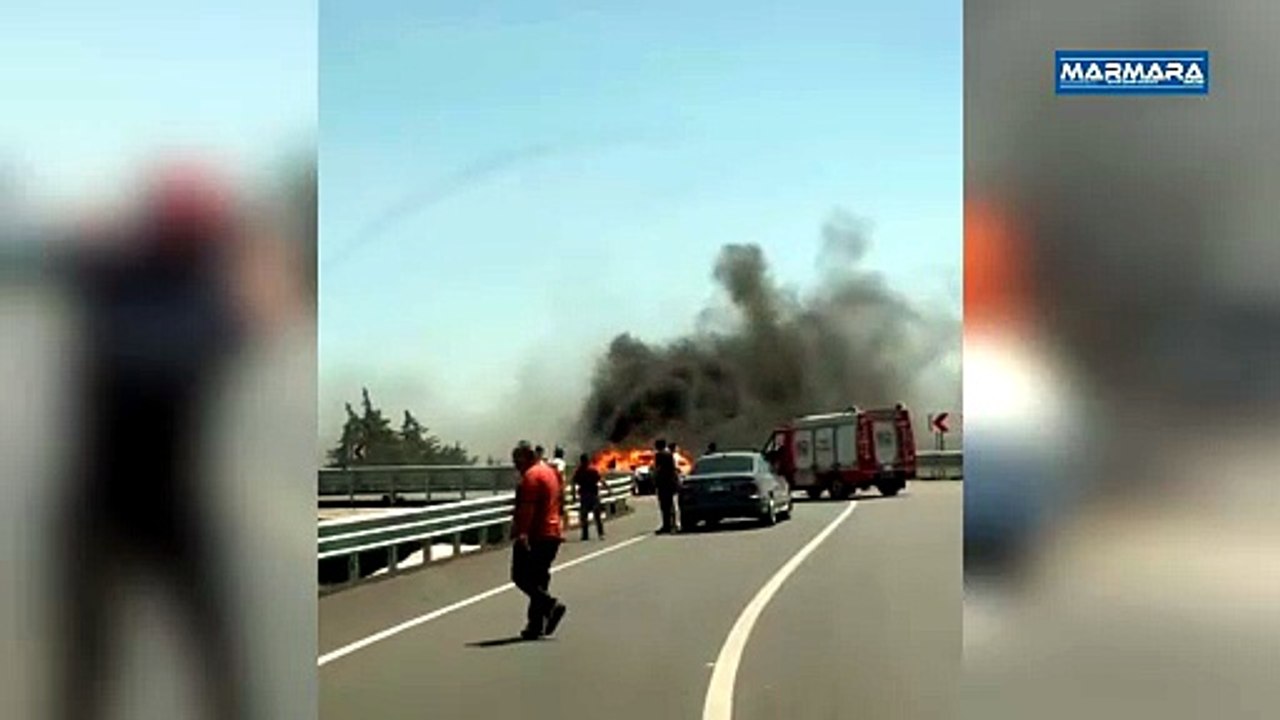 Kaza Sonrası Otomobil Alev Alev Yandı!