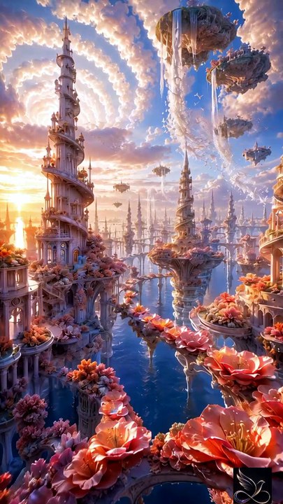 Aurelia | Heavenly Fantasy City Above the Clouds | Cinematic AI Art 4K