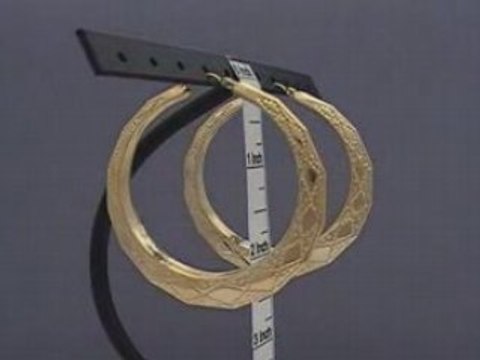 10K Gold Round Door knocker Hoop Earrings 2 1/4 Inch Hip Hop