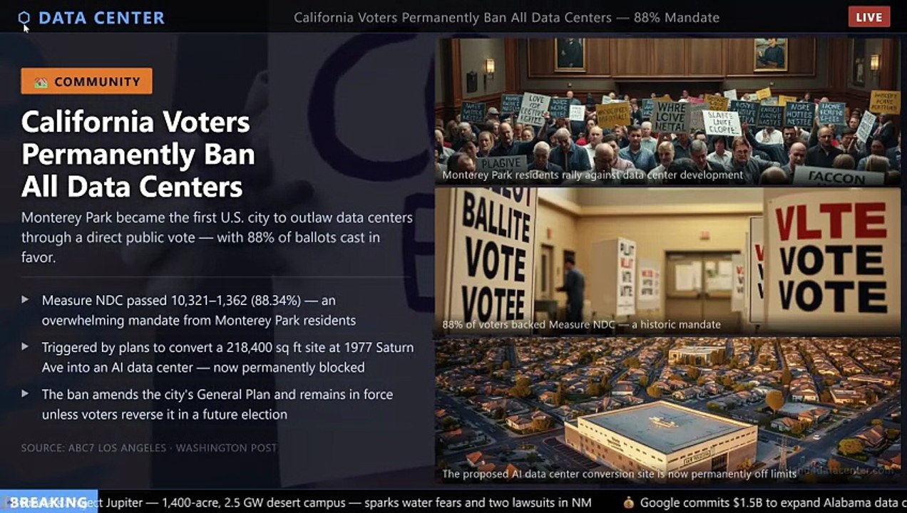 Voters Just Permanently Banned Data Centers From Their City
