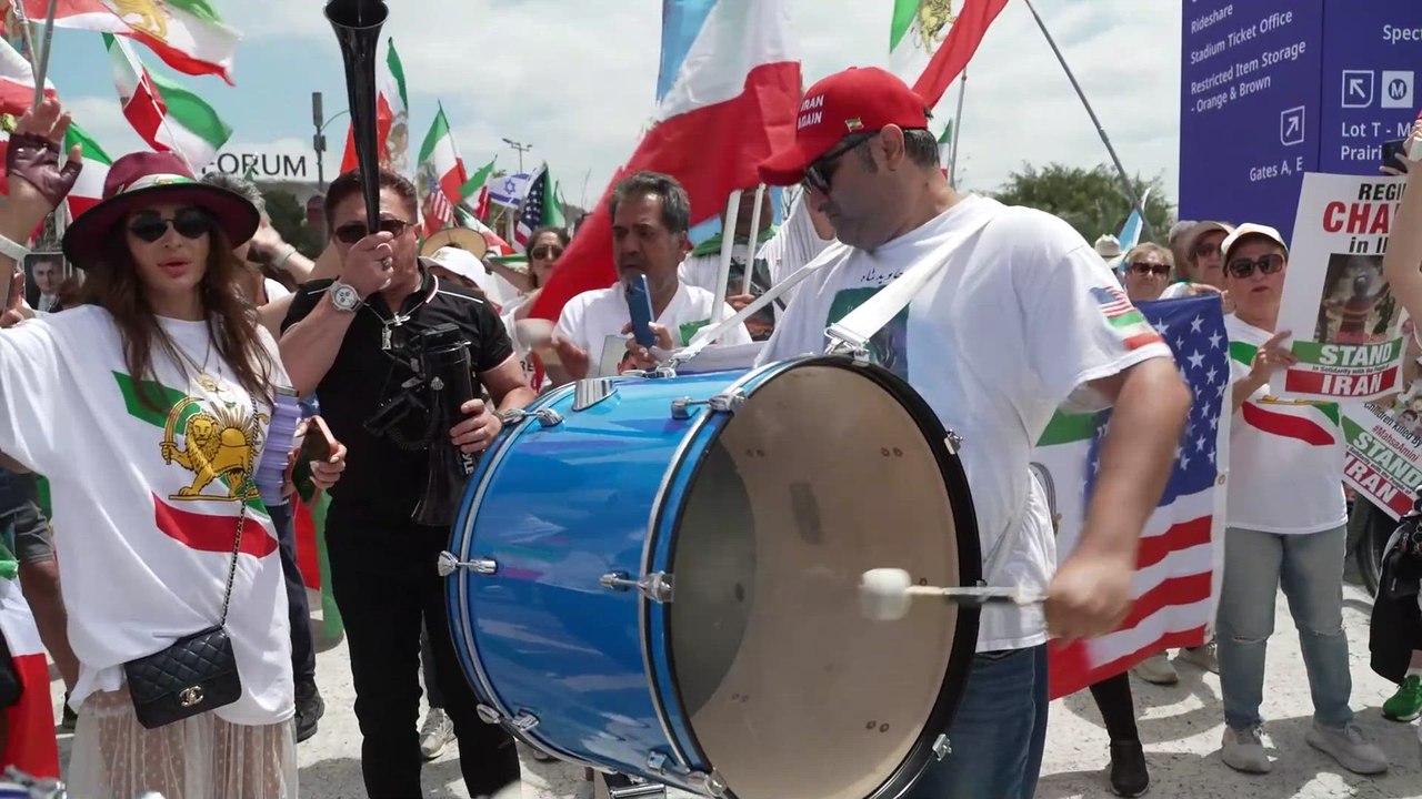 PROTESTS against IRAN’S GOVERNMENT outside LOS ANGELES STADIUM before IRAN vs BELGIUM at the WORLD CUP