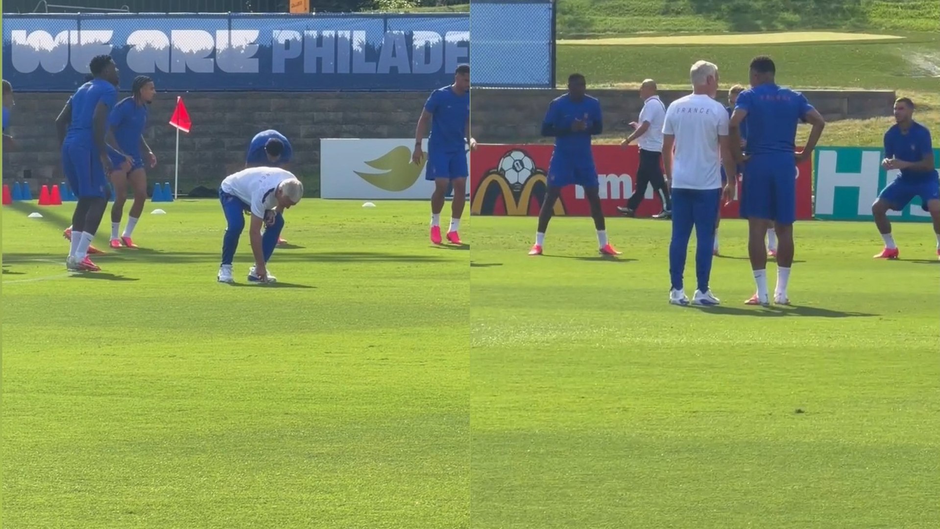 La influencia de Mbappé es total: Deschamps inspeccional el césped y va directo a consultarlo con él