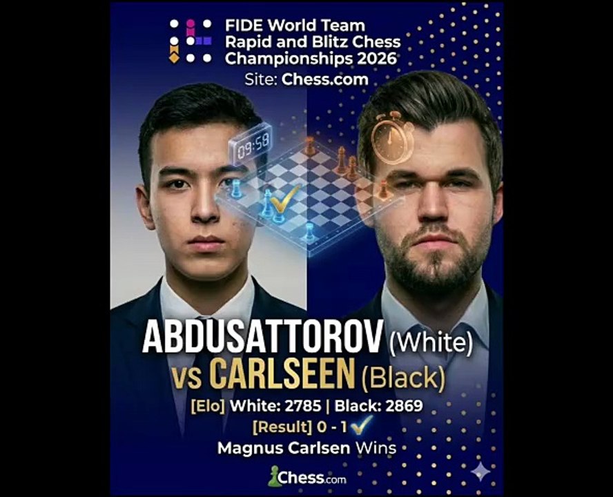 Magnus Carlsen Ends 4-Game Losing Streak Against Abdusattorov #worldrapidblitz #carlsen #abdusattorov #chess #chessnetx