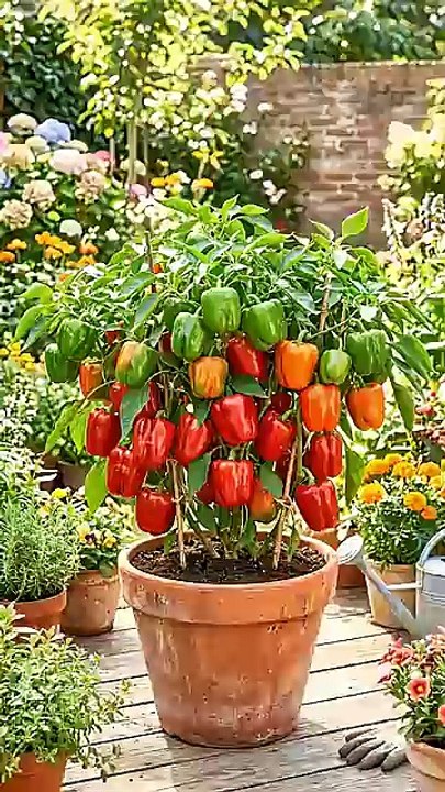 😱 1 Plant = 50+ Bell Peppers 🔥 Unbelievable Harvest! #Shorts