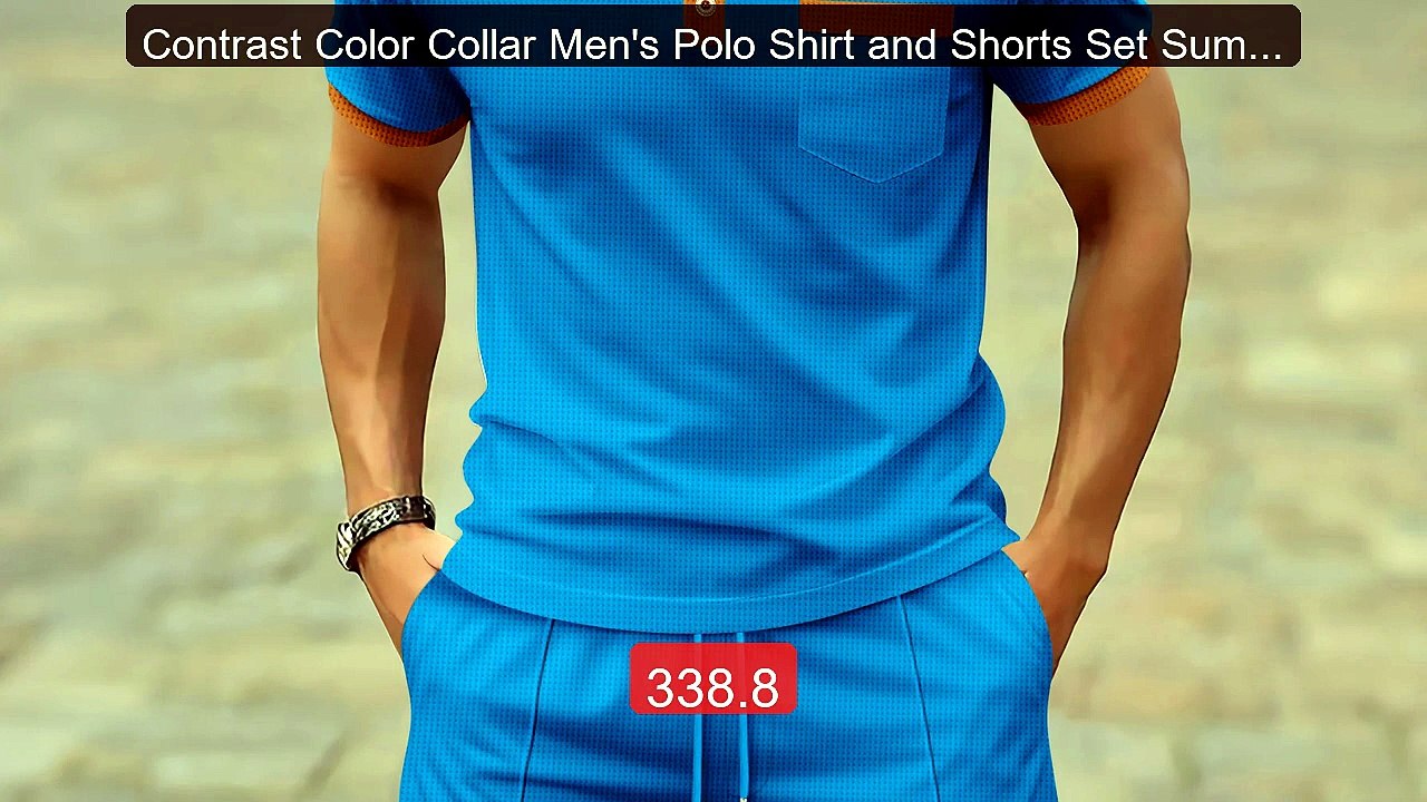 Contrast Color Collar Men's Polo Shirt and Shorts Set Summer Casual... -- Top Rated 2026 | Buy Now!
