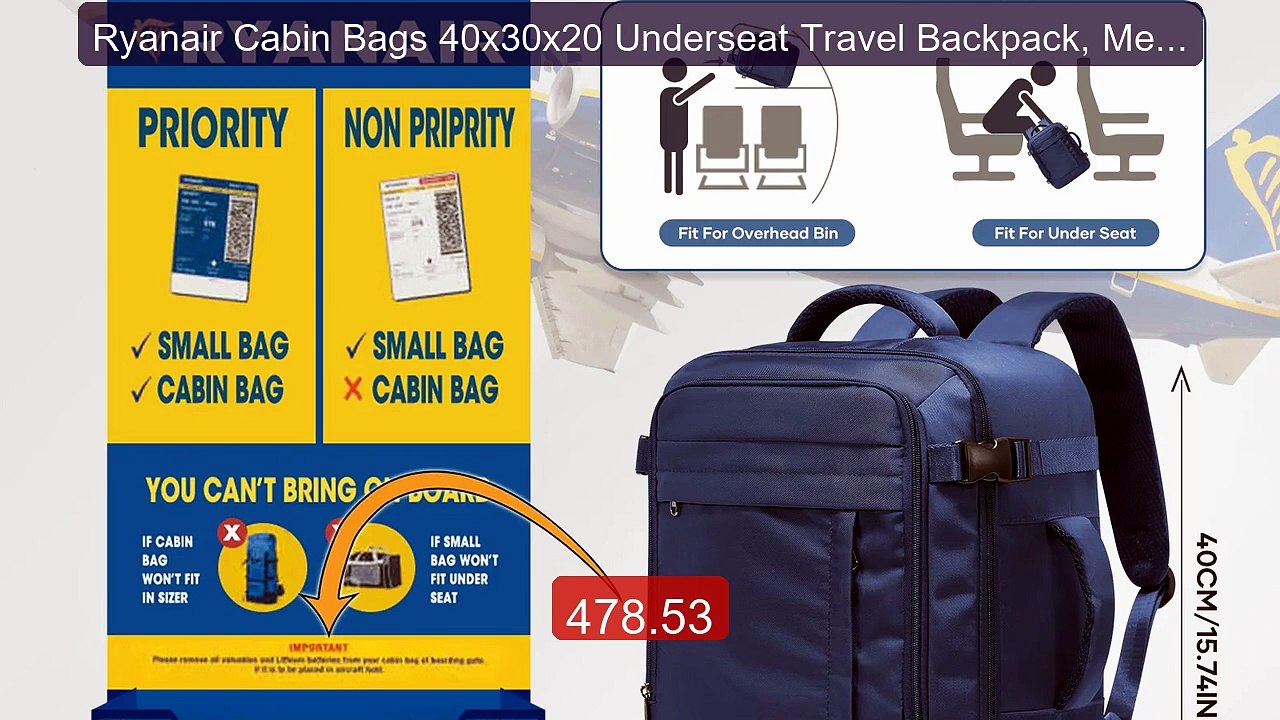 Ryanair Cabin Bags 40x30x20 Underseat Travel Backpack, Men Conveni... -- Best Deal 2026 | Shop Now!