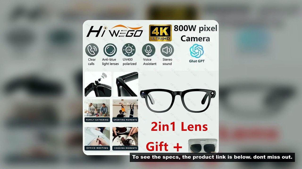 2 in1 4K Smart AI Glasses 800W pixel AI Shooting Camera HD Photo Video Voice Call Translation Waterp