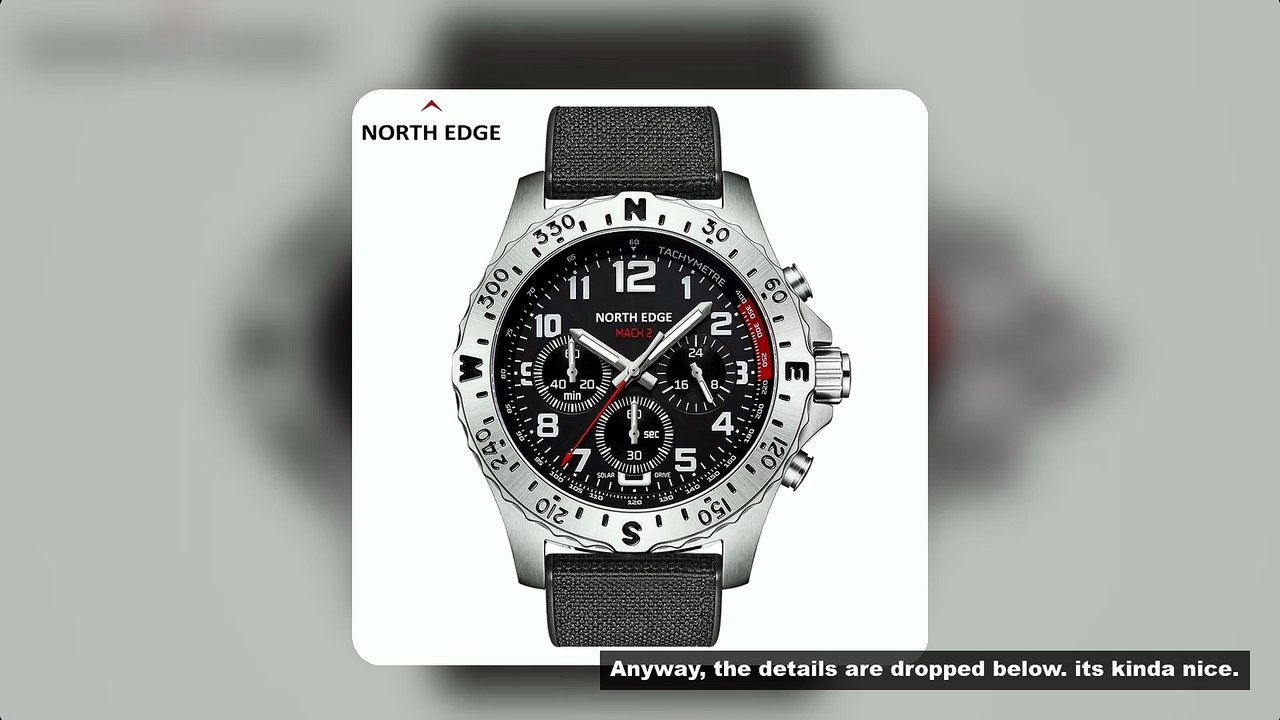 NORTH EDGE 2025 MACH 2 Men's Watches Solar Power 316 stainless steel Case Quartz Watch For Men Pilot