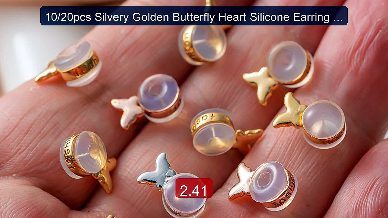 10/20pcs Silvery Golden Butterfly Heart Silicon...