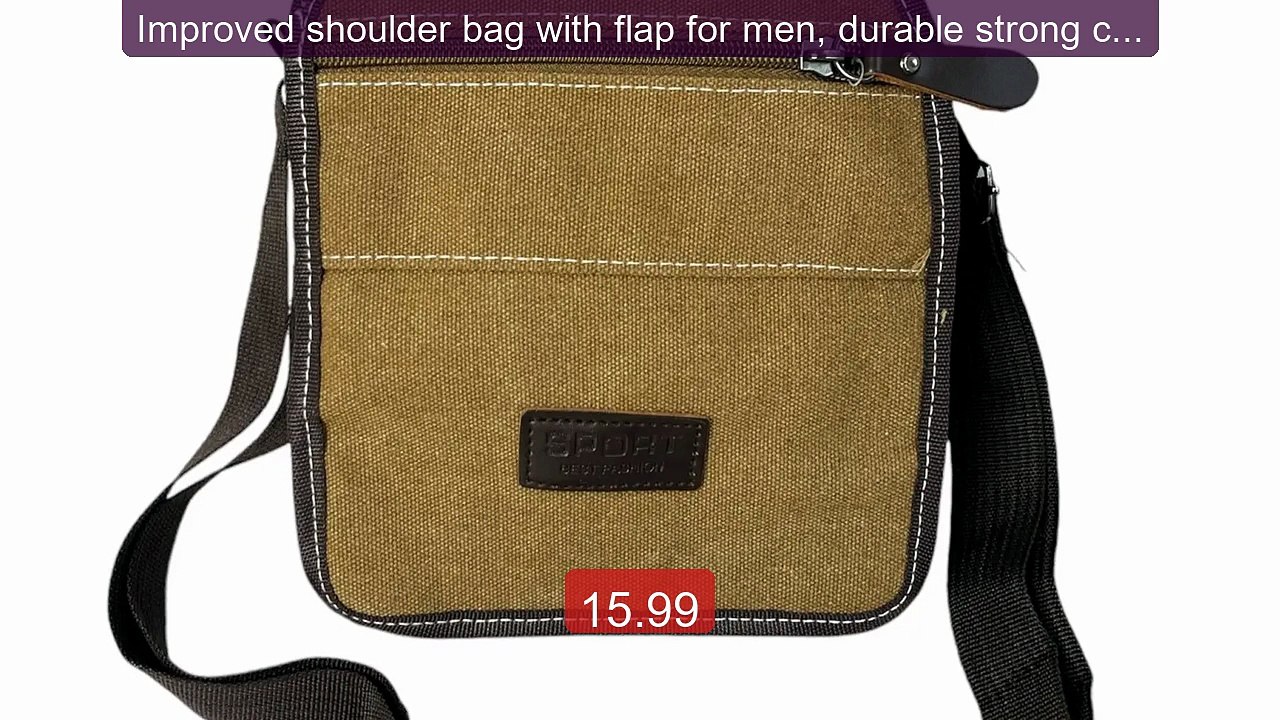 Improved shoulder bag with flap for men, durable strong canvas mate... -- Top Rated 2026 | Buy Now!
