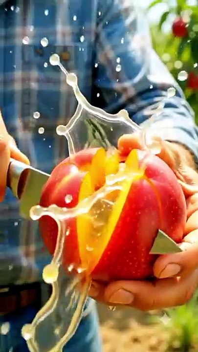 Pumpkin-Shaped Nectarine Bursts with Juice! 🎃 #Nectarine #OddlySatisfying #Shorts