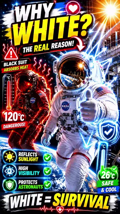 Why Astronauts Wear White Space Suits 🤍🚀 | The Real Reason NASA Chose White #shorts