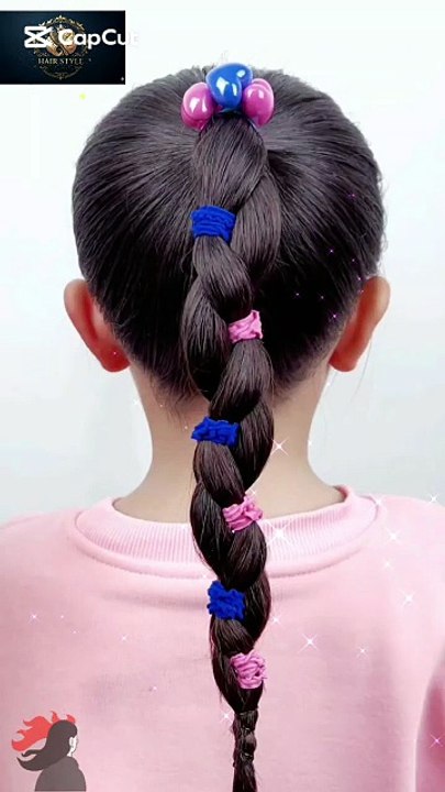 Easy School Ponytail with Colorful Bands 👧✨ | Tuto Coiffure Fille Simple et Rapide