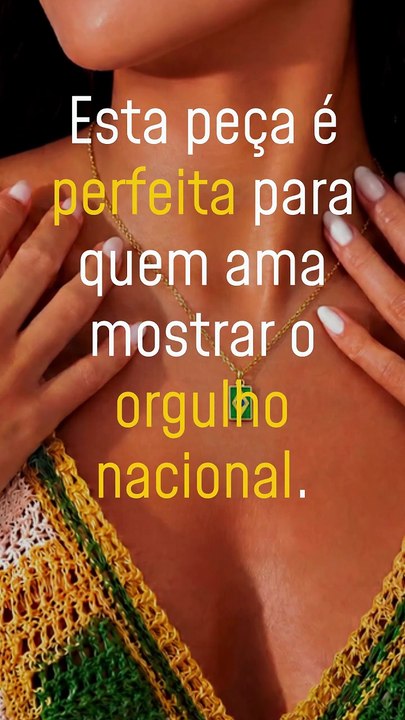 Vídeo - GARGANTILHA FOLHEADA A OURO COM PINGENTE EM FORMA DA BANDEIRA DO BRASIL