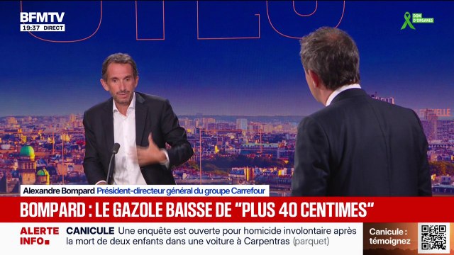 Prix des carburants: Alexandre Bompard, PDG de Carrefour, affirme que le gazole a baissé d'un peu plus de 40 centimes