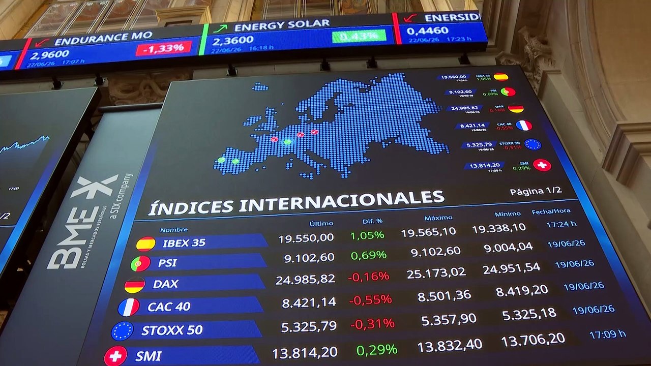 El Ibex alcanza máximos históricos tras superar los 19.500 puntos