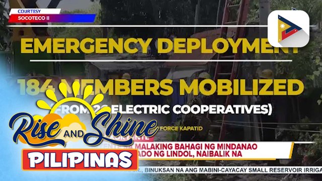 Kuryente sa malaking bahagi ng Mindanao na apektado ng lindol, naibalik na ayon sa DOE | ulat ni Elijah Canlas