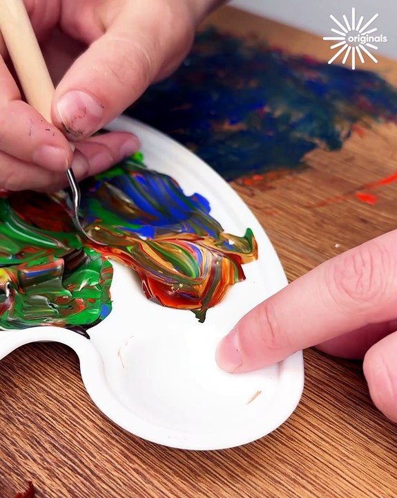 Satisfying ASMR removing colors from mixing plate! 🎨🔊