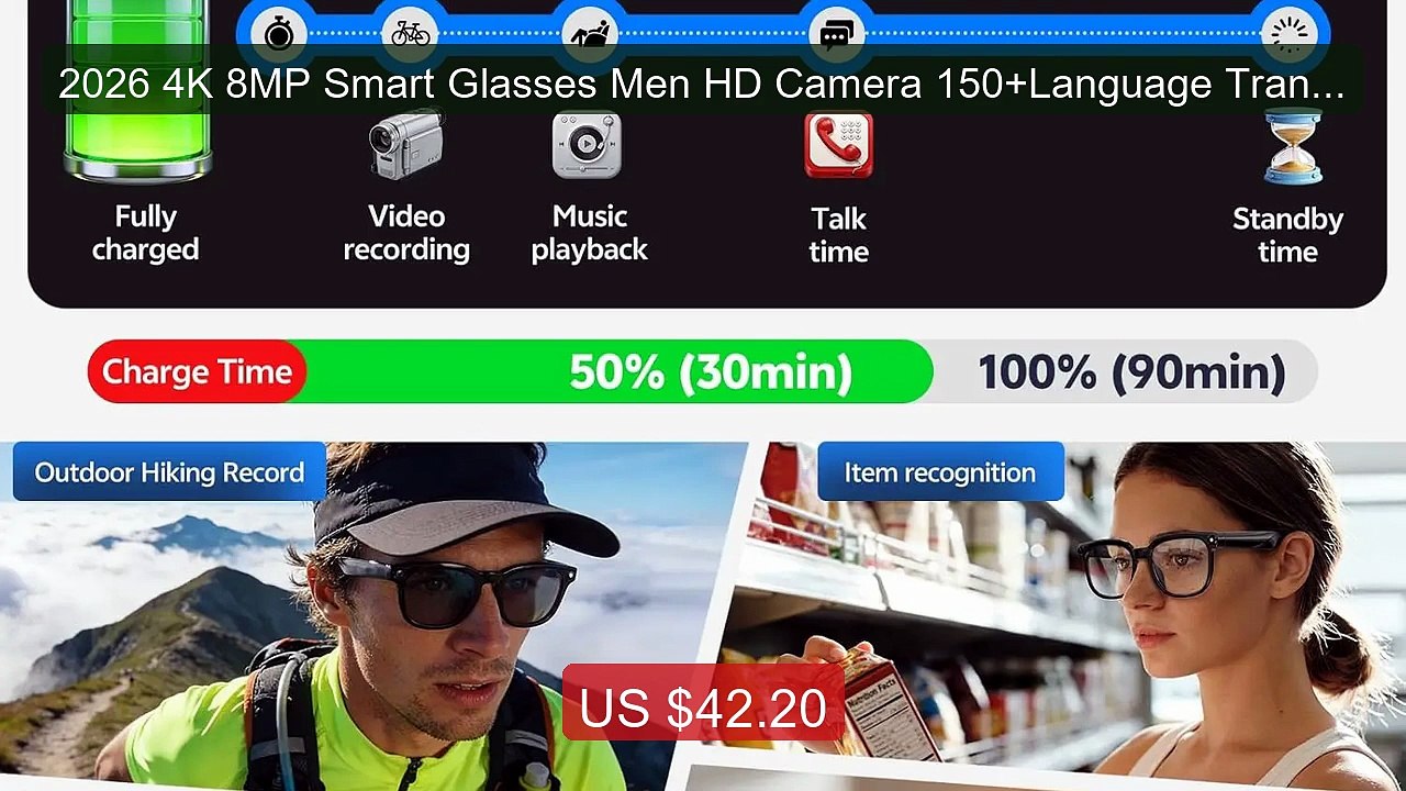 2026 4K 8MP Smart Glasses Men HD Camera 150+Language Translation C... -- Best Deal 2026 | Shop Now!
