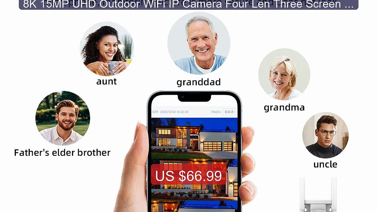 8K 15MP UHD Outdoor WiFi IP Camera Four Len Thr...