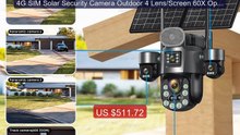 4G SIM Solar Security Camera Outdoor 4 Lens/Screen 60X Optica... -- Amazing Value 2026 | Must Have!