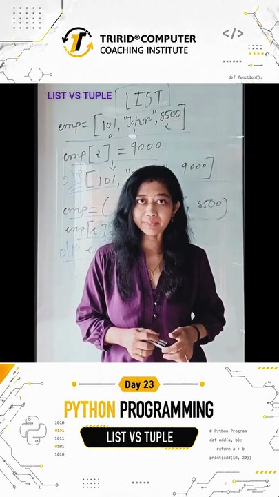 Day 23 Python Programming - List vs Tuple - TCCI