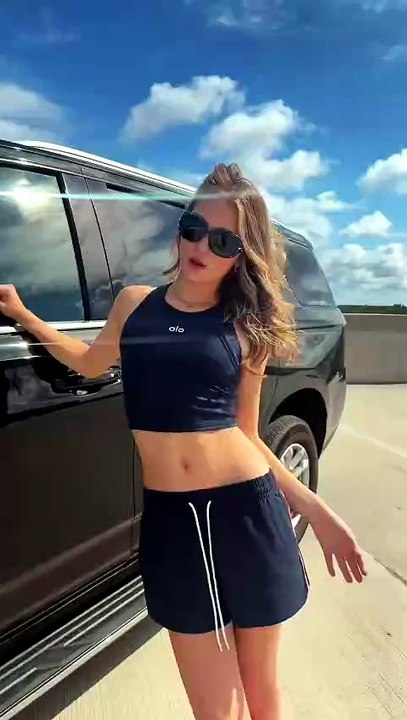 Road trip uniform: secured ✅  @alo top, @Vuori Clothing Sports bra, @Aritzia shorts, @Michael Kors sneakers — comfy enough for the drive, cute enough for the ‘gram! Tahoe loaded up and we’re off to FSU for another camp weekend! Let’s go 🏈☀️ #FSUCamp #Cam