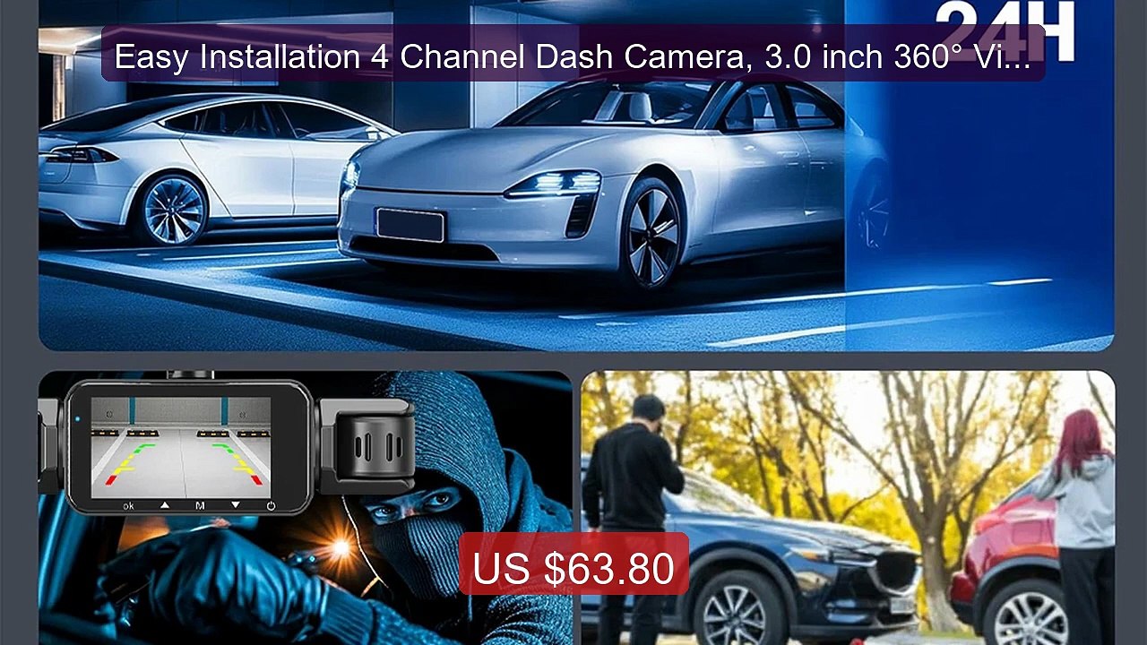 Easy Installation 4 Channel Dash Camera, 3.0 inch 360° Vide... -- Top Pick 2026 | Unbeatable Price!