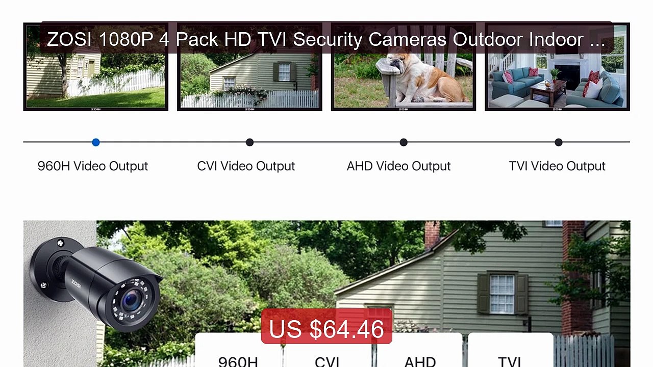 ZOSI 1080P 4 Pack HD TVI Security Cameras Outdoor Indoor Weath... -- Hot Deal 2026 | Limited Offer!