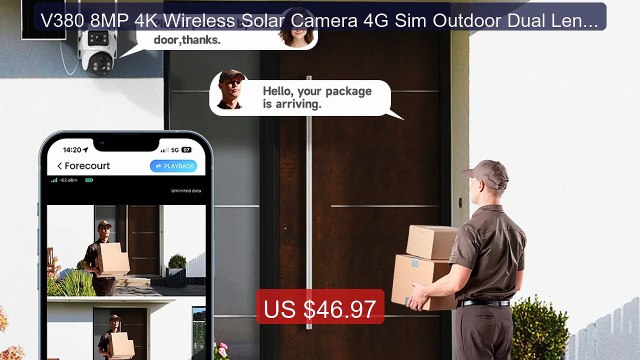 V380 8MP 4K Wireless Solar Camera 4G Sim Outdoor Dual Lens IP Cam... Best Deal 2026 | Shop Now!