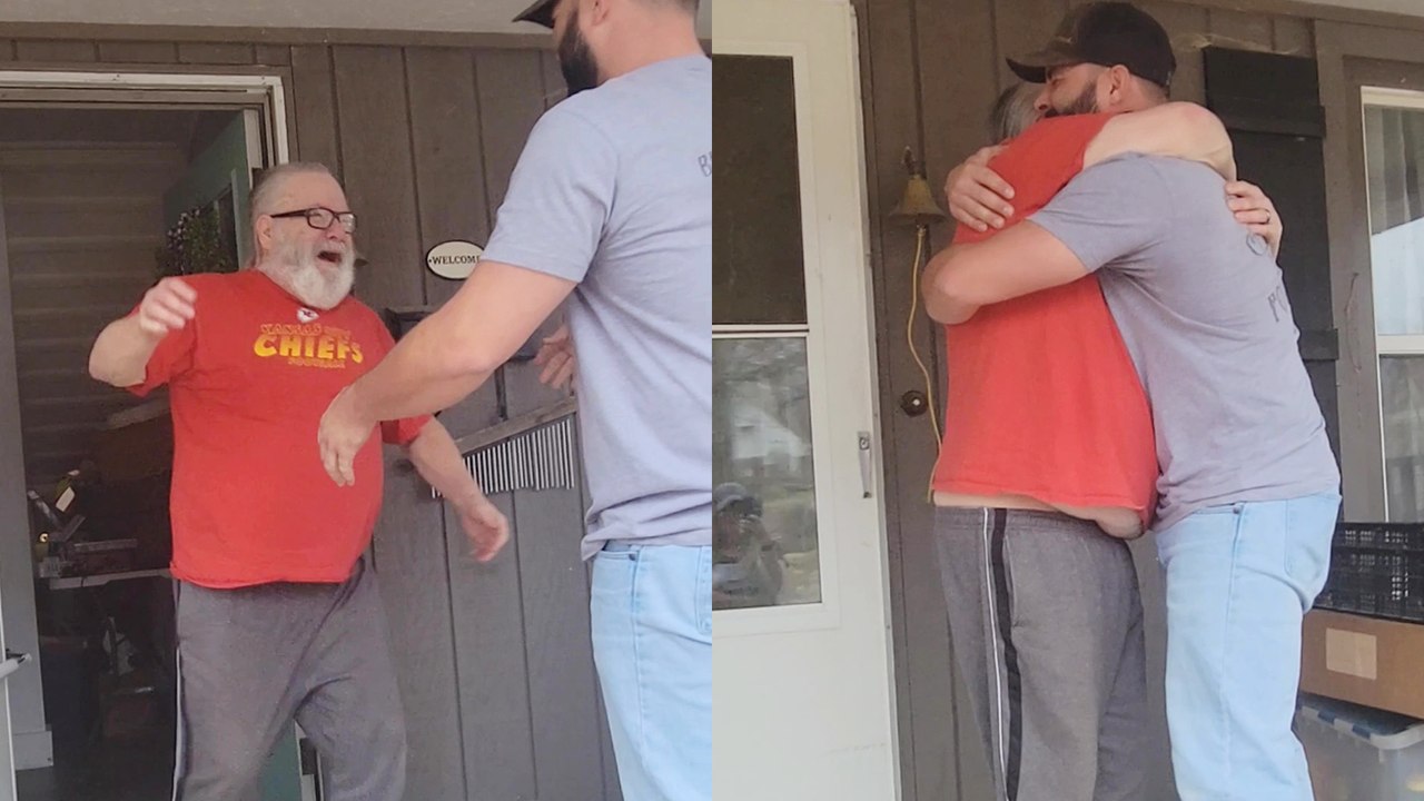 Dad's Tearful Reaction to Son's Surprise After 2 Years Apart