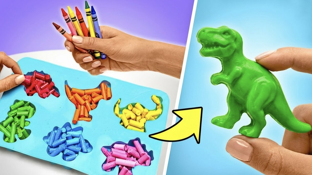 Crée des Dinos Arc-en-Ciel avec des Crayons ! 🖍️🦖 DIY Magique ✨