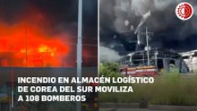Bomberos elevan a nivel de alerta por incendio en almacén de ropa de Gimpo, Corea del Sur