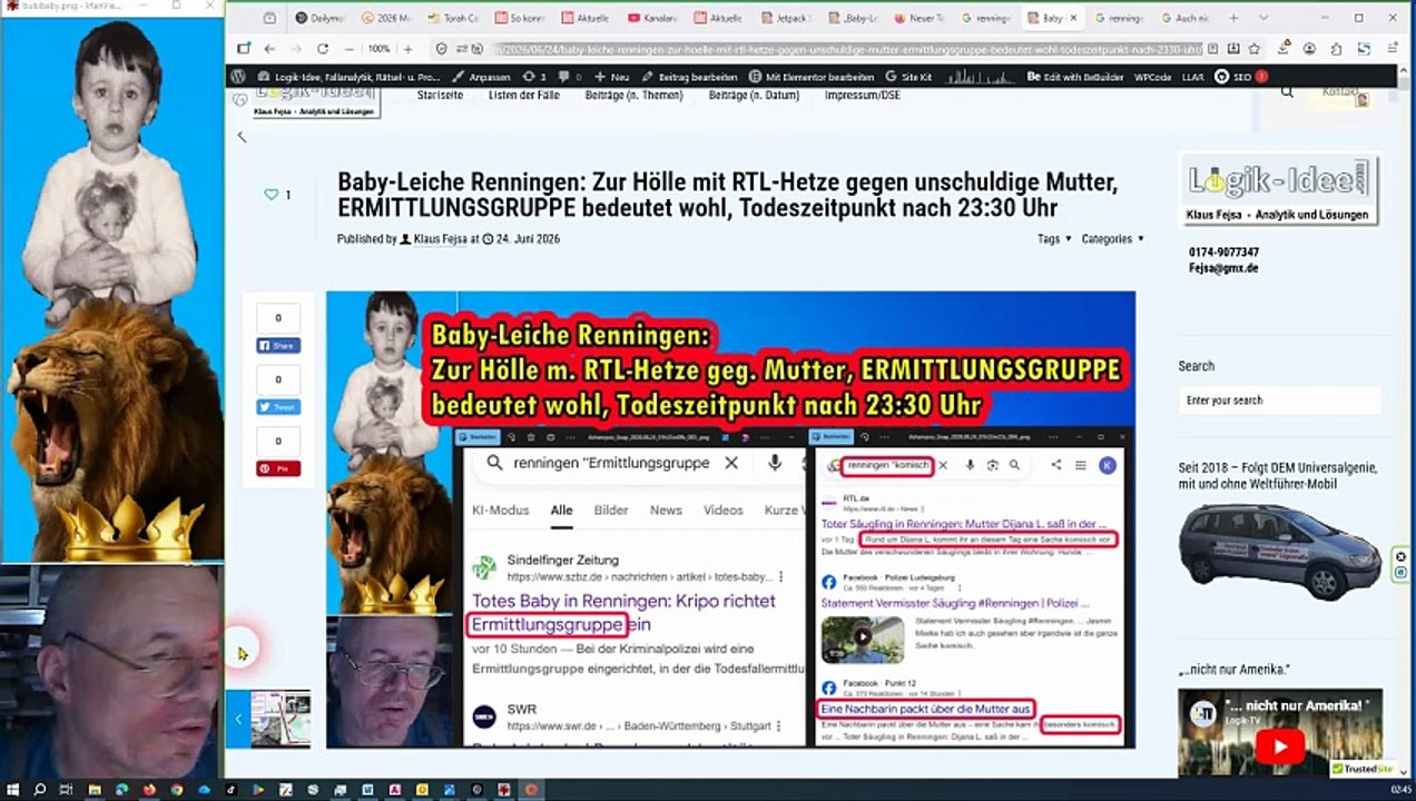 Baby-Leiche Renningen: Zur Hölle mit RTL-Hetze gegen unschuldige Mutter, ERMITTLUNGSGRUPPE bedeutet wohl, Todeszeitpunkt nach 23:30 Uhr