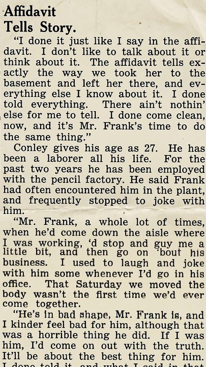 Saturday, 31st May 1913 Mary Phagans Murder Was Work of a Negro Declares Leo M. Frank