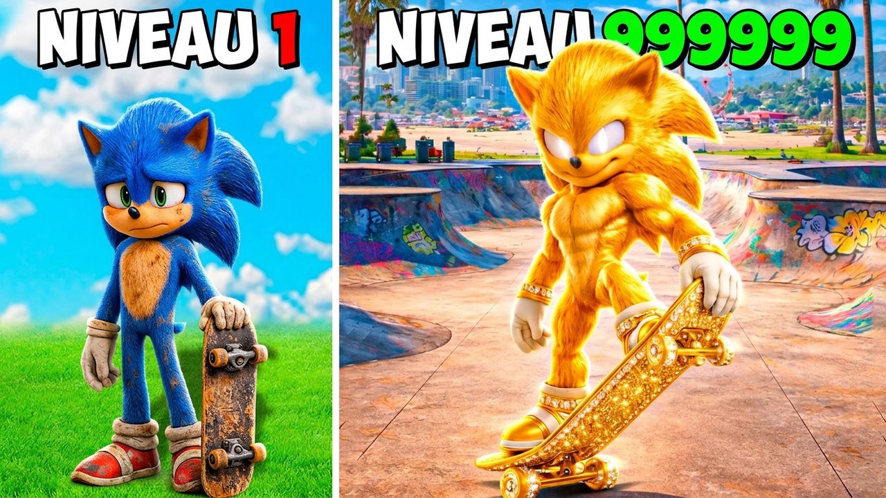 Du skate SONIC niveau 1 au niveau 1 000 000 dans GTA 5 ! (mod Sonic le film)
