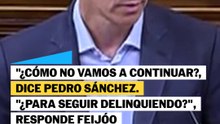 "¿Cómo no vamos a continuar?", dice Sánchez. "¿Para seguir delinquiendo?", responde Feijóo