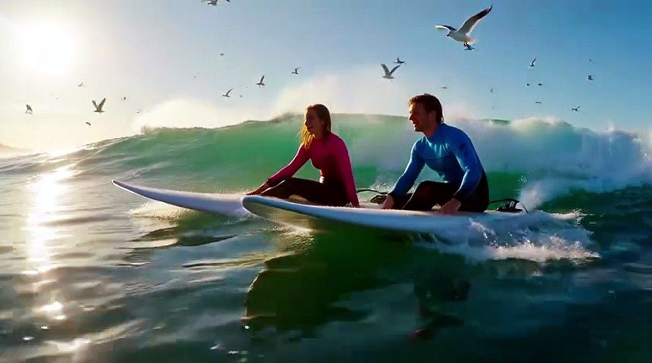 Couple surfing 🌊🏄 #rabnoortv #rabnoor #gurbani #ai #vlogs
