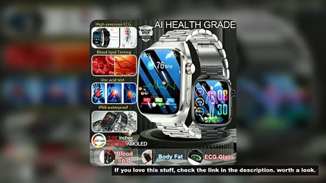 2025 New Smart Watch 2.04-inch AMOLED Screen Bluetooth Call IP68 Waterproof 650mA Sports Smartwatche