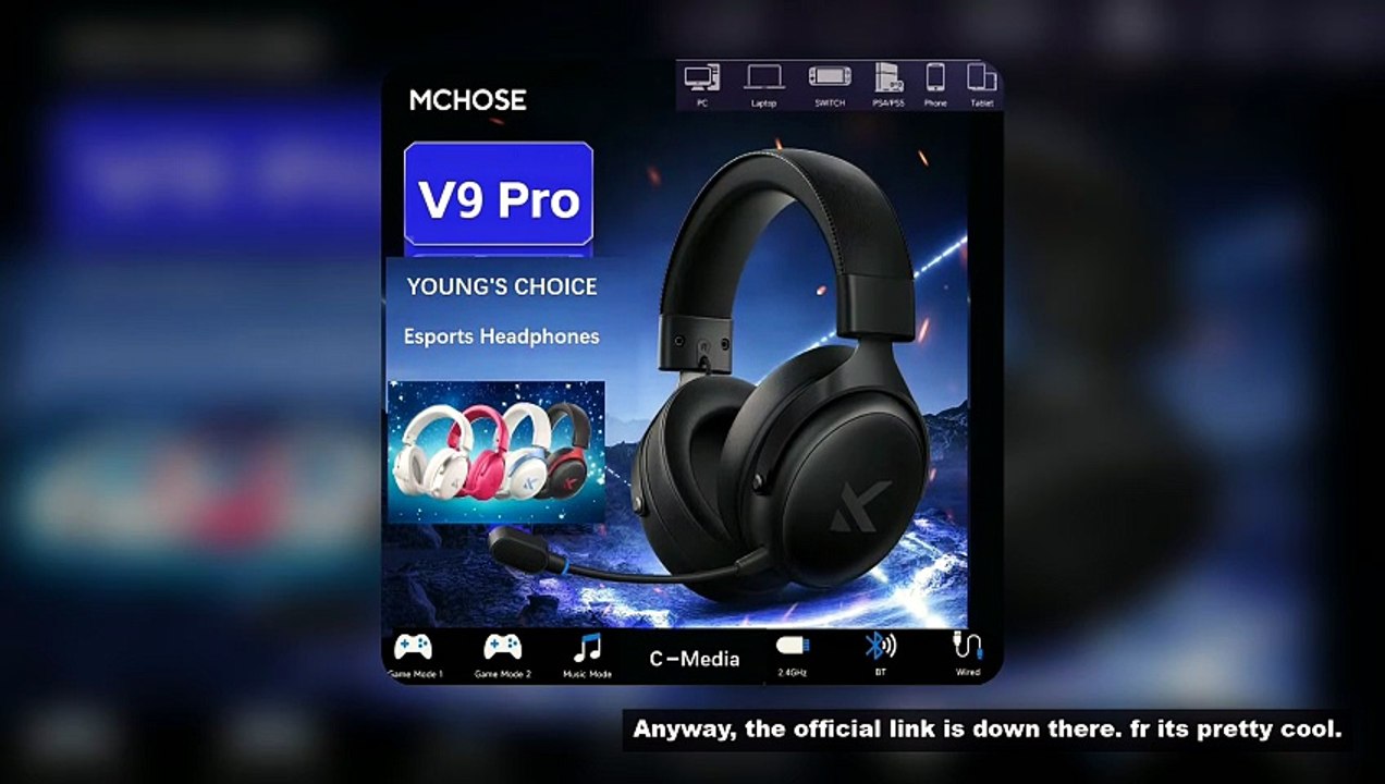 Original MCHOSE V9Pro Music Esports Gaming Headphones 3-mode Wireless Noise Reduction Mic Customized