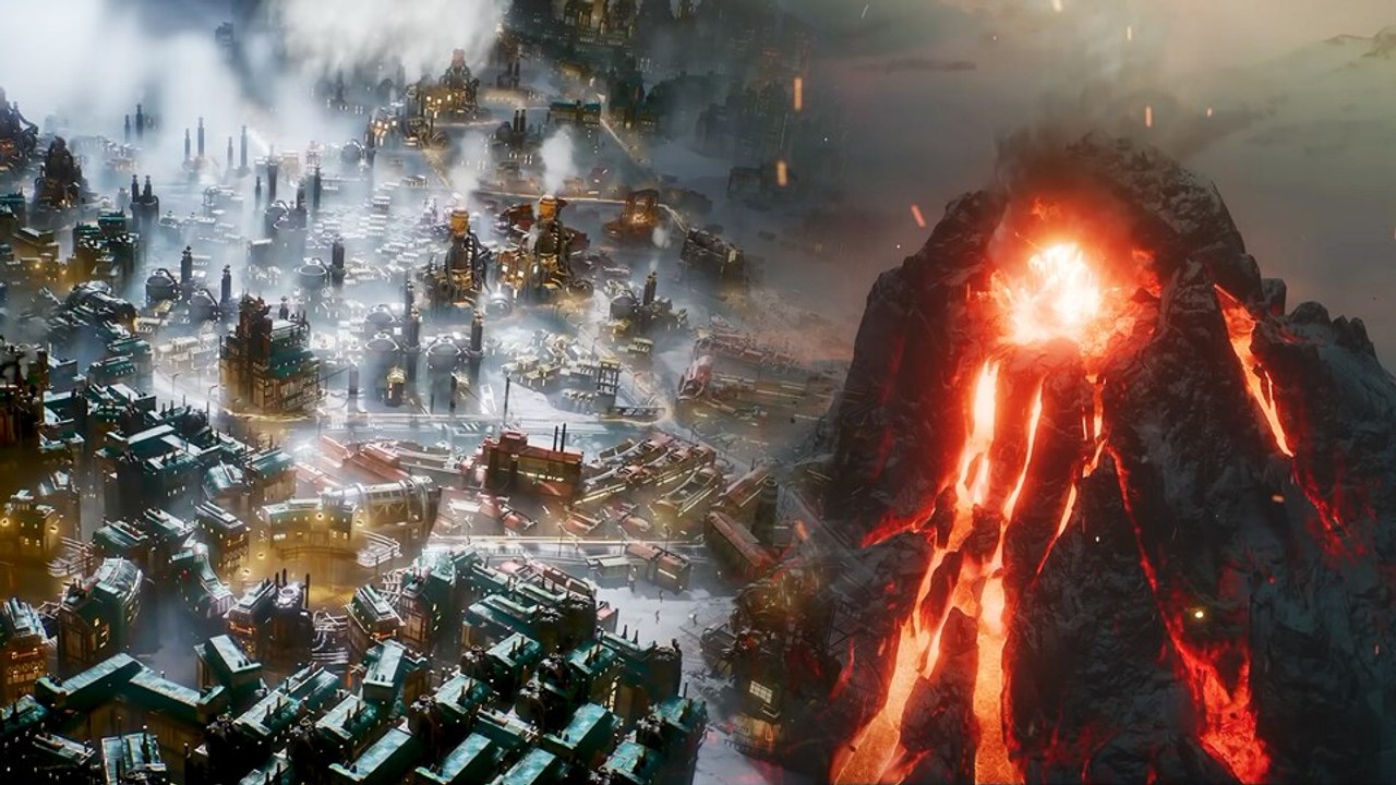 Jetzt wird's sogar in Frostpunk 2 heiß: Das knallharte Aufbauspiel bekommt eine Erweiterung, in der ein Vulkan eure Stadt bedroht