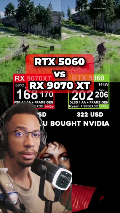 RTX 5060 vs RX 9070 XT #pcsetup #techie #gamingtips #fyp #pcgaming